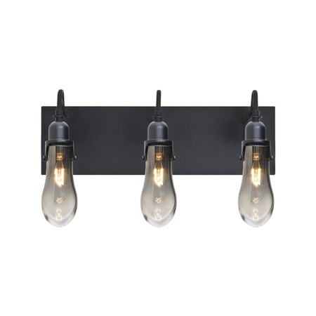 Besa Lighting Wish Wall, Smoke/Clear, Black, 3x60W Incandescent 3WG-WISHSM-BK